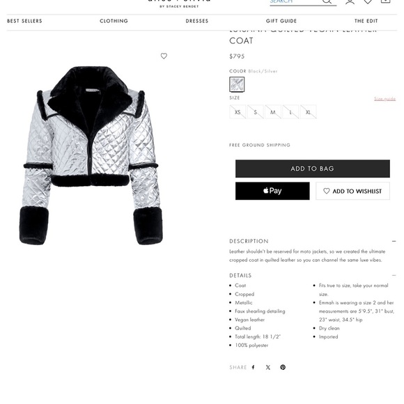 Alice + Olivia Luisana Vegan Leather Quilted Metallic Fur Combo Jacket Coat - Picture 4 of 17